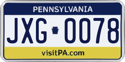 PA license plate JXG0078