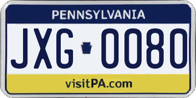 PA license plate JXG0080
