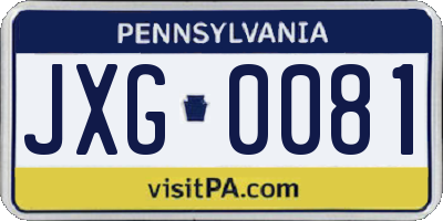 PA license plate JXG0081