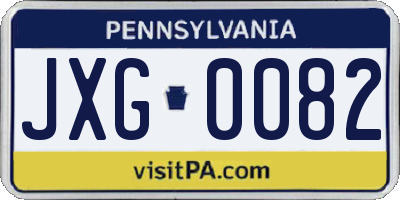 PA license plate JXG0082