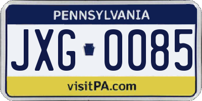 PA license plate JXG0085