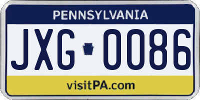 PA license plate JXG0086
