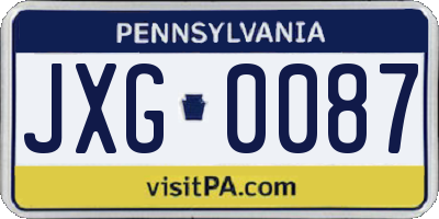 PA license plate JXG0087