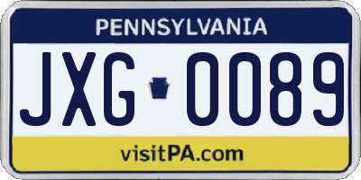 PA license plate JXG0089