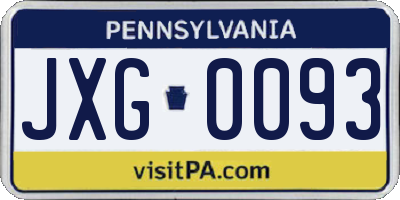 PA license plate JXG0093
