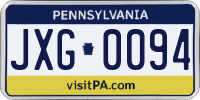PA license plate JXG0094