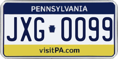 PA license plate JXG0099