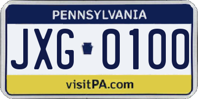 PA license plate JXG0100