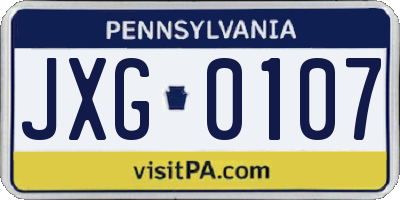 PA license plate JXG0107