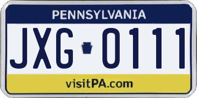 PA license plate JXG0111