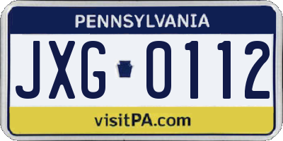 PA license plate JXG0112