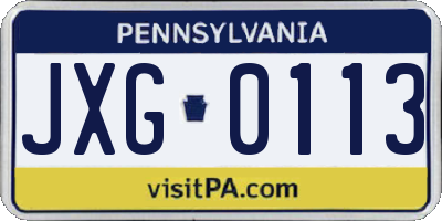 PA license plate JXG0113