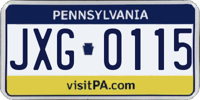 PA license plate JXG0115