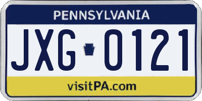 PA license plate JXG0121