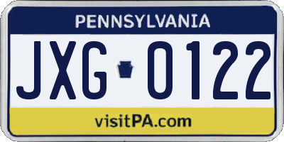 PA license plate JXG0122