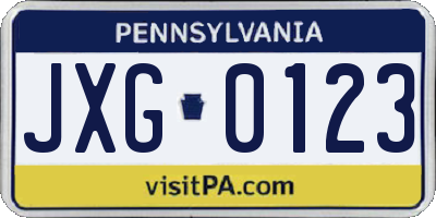 PA license plate JXG0123