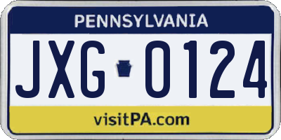 PA license plate JXG0124