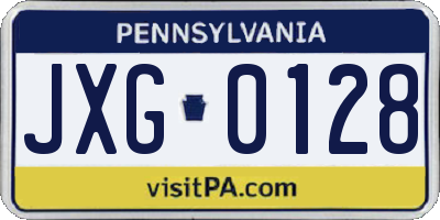 PA license plate JXG0128