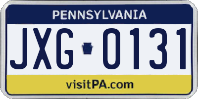 PA license plate JXG0131