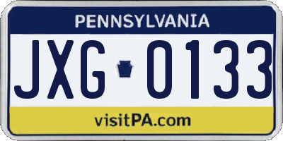 PA license plate JXG0133