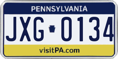 PA license plate JXG0134