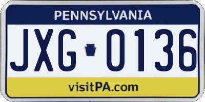 PA license plate JXG0136
