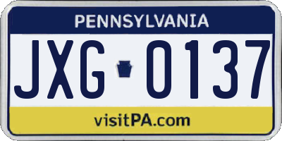 PA license plate JXG0137