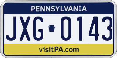 PA license plate JXG0143