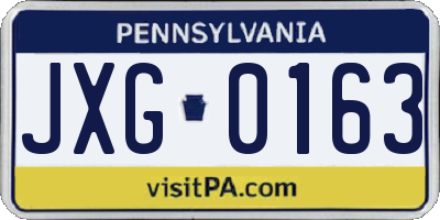 PA license plate JXG0163