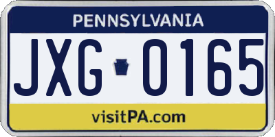PA license plate JXG0165