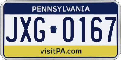 PA license plate JXG0167