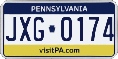 PA license plate JXG0174