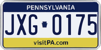 PA license plate JXG0175