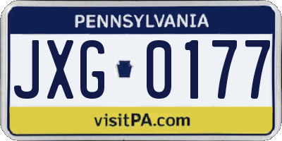 PA license plate JXG0177