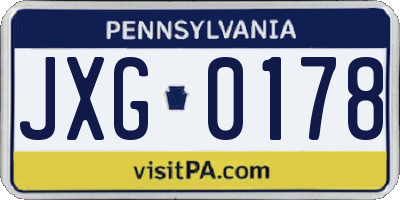 PA license plate JXG0178