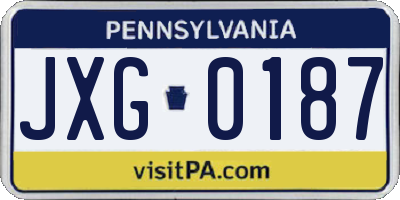 PA license plate JXG0187
