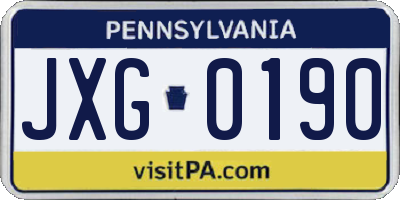 PA license plate JXG0190