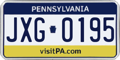 PA license plate JXG0195