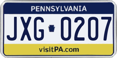 PA license plate JXG0207