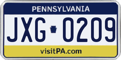 PA license plate JXG0209