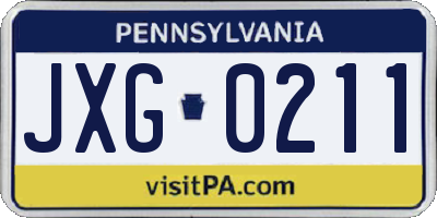 PA license plate JXG0211