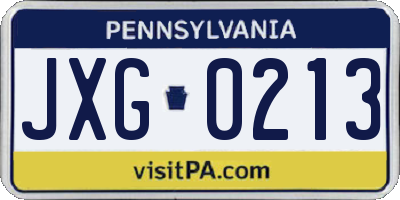 PA license plate JXG0213