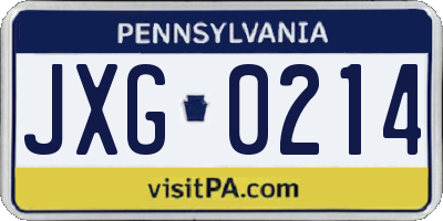 PA license plate JXG0214