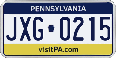 PA license plate JXG0215