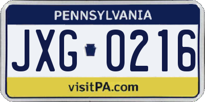 PA license plate JXG0216