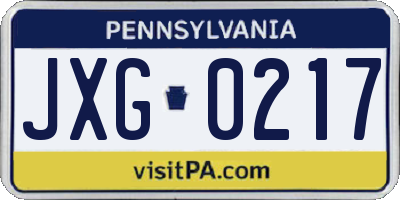 PA license plate JXG0217