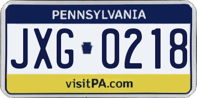 PA license plate JXG0218