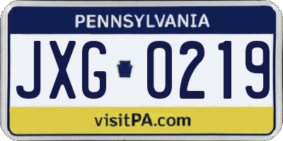 PA license plate JXG0219