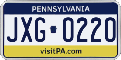 PA license plate JXG0220