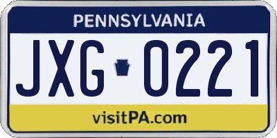 PA license plate JXG0221